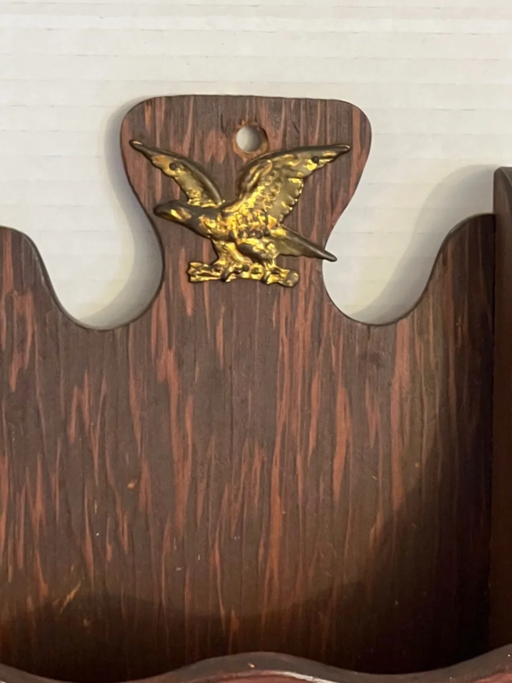 Wall-Mounted Mail Organizer in Dark Brown with Eagle Accent